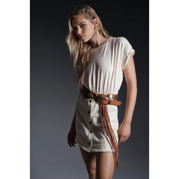 Pilcro Anthropologie Denim Skirt & Knit Tee Twofer Mini Dress Cotton S-4 268170 - Picture 7 of 15